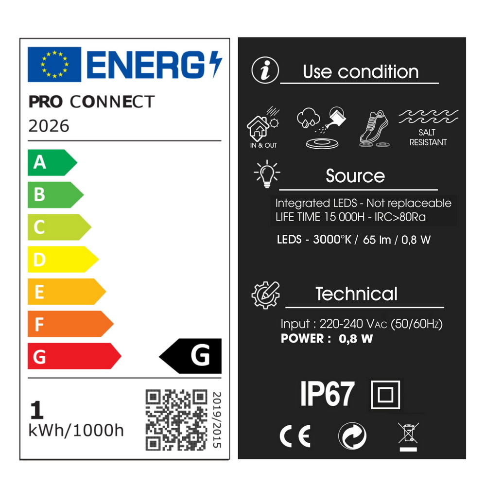 2026-Set6 - Kit 6 Mini Encastrés pour bois Ø4,5cm - 3000°K