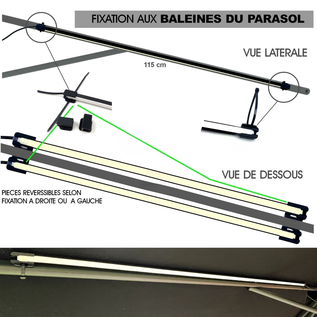 1014 - Kit éclairage Parasol via transfo 24V (+ Alim 230V)