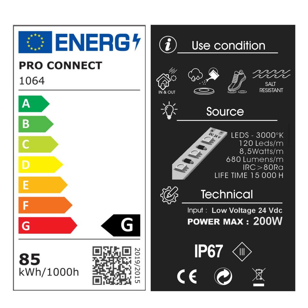1064 - Kit Bandeau Lumineux Silicone 10 m