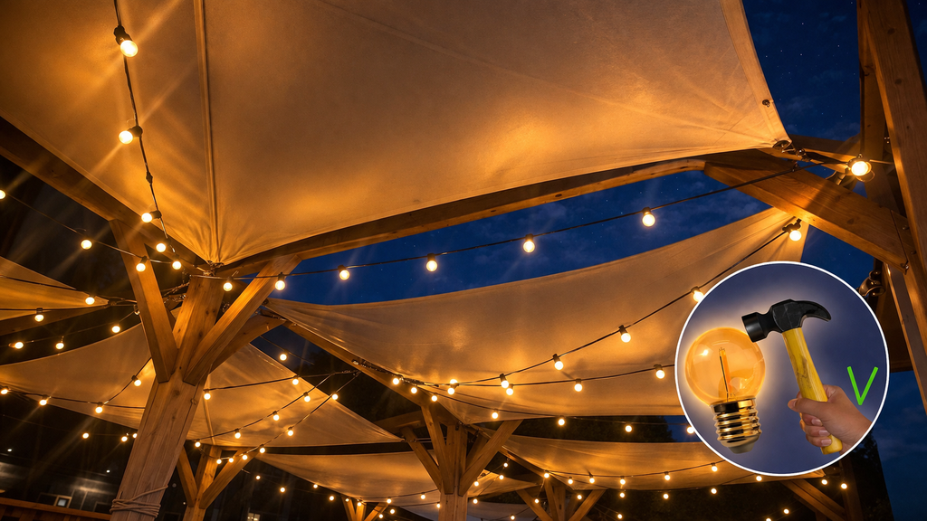 Guirlande 6m TEMPEST (Ampoules Incassables) 12xE27/G45 LED 1W - 1700K