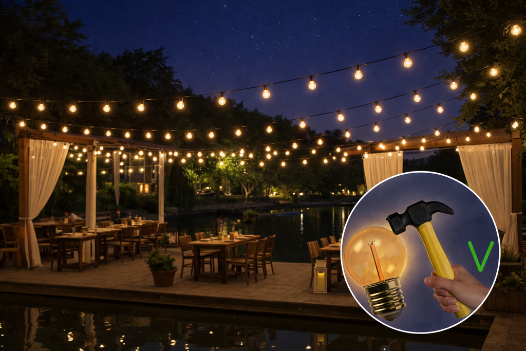 Guirlande 24m TEMPEST (Ampoules Incassables) 48xE27/G45 LED 1W - 1700K