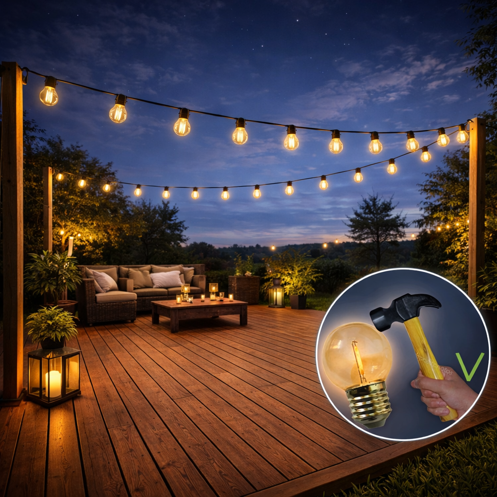 Guirlande 12m TEMPEST (Ampoules Incassables) 24xE27/G45 LED 1W - 1700K