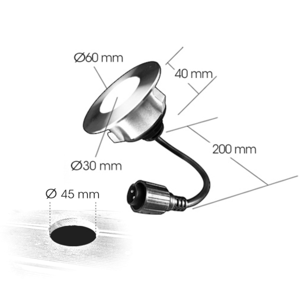 2036 - 3 Spots encastrés pour bois Ø6cm - 3000°K
