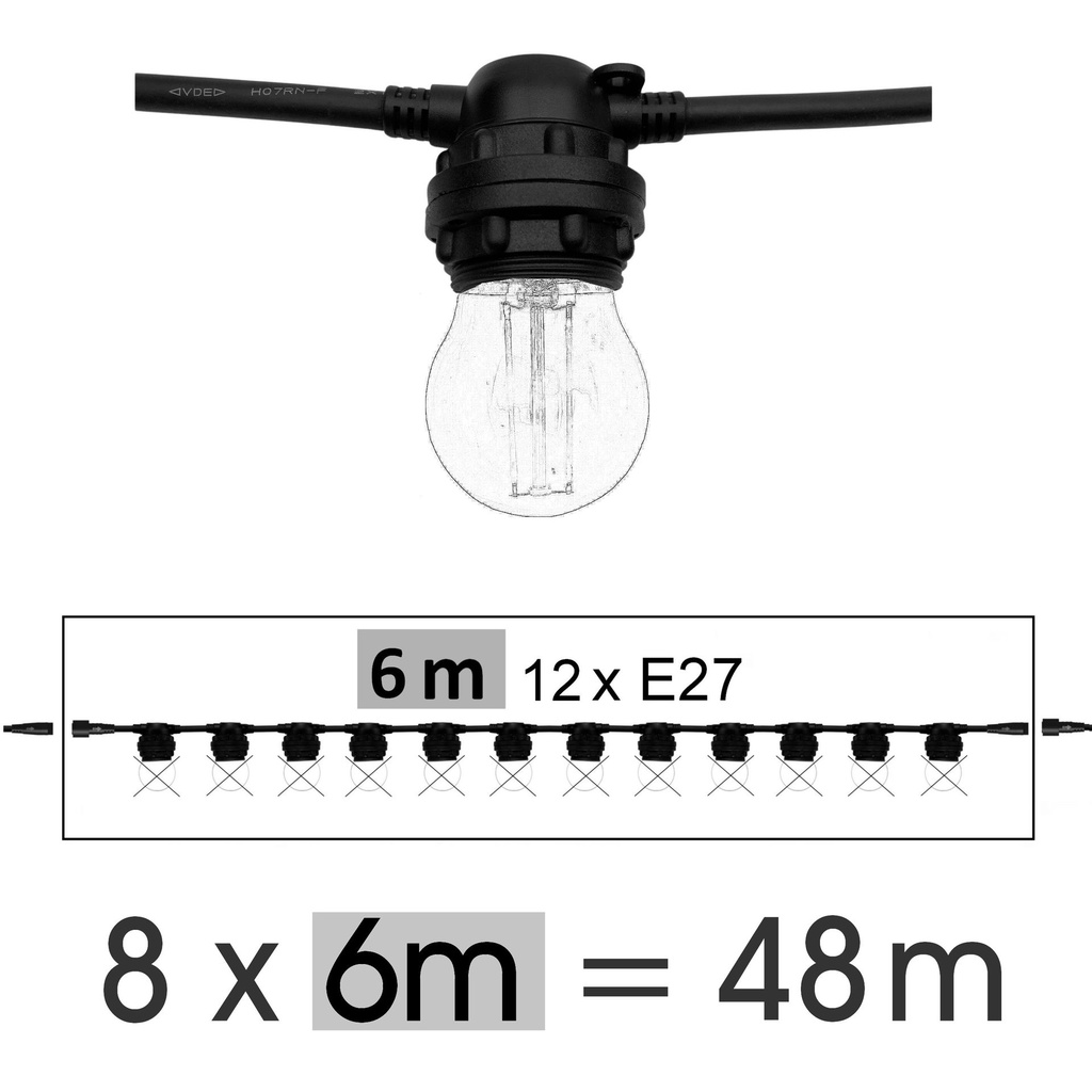 8548-G11 - Guirl. TEMPEST 48m 96xE27/G45 Fil 1700K