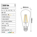 C722 - E27/ST64 -4,5W - 450 lm - Dim. -2200°K - Vintage