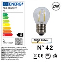 G42 - Amp. E27/G45 Fil. LED 2W 3000K