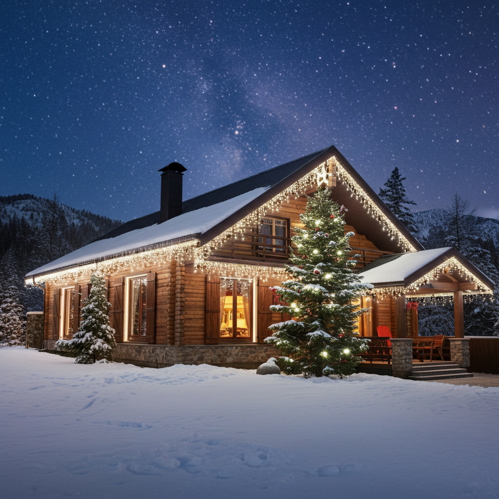 9572 - EXTENSION - Water Fall 120 LEDS (Progressif) - Ht. 1,80 m x 20 cm -  Fil Noir - Blanc Chaud 4000°K