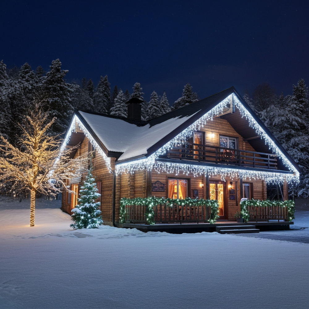 9543 - EXTENSION - Frange courte 60 LEDS (Flash) - L 3 m x H 40 cm -  Fil Noir - Blanc Froid 6500°K