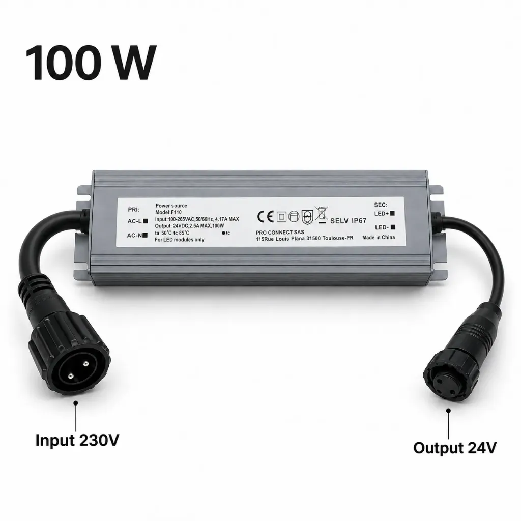 Transformateur 100W - 230V/24V - pour Bandeaux LED (Pro Connect)