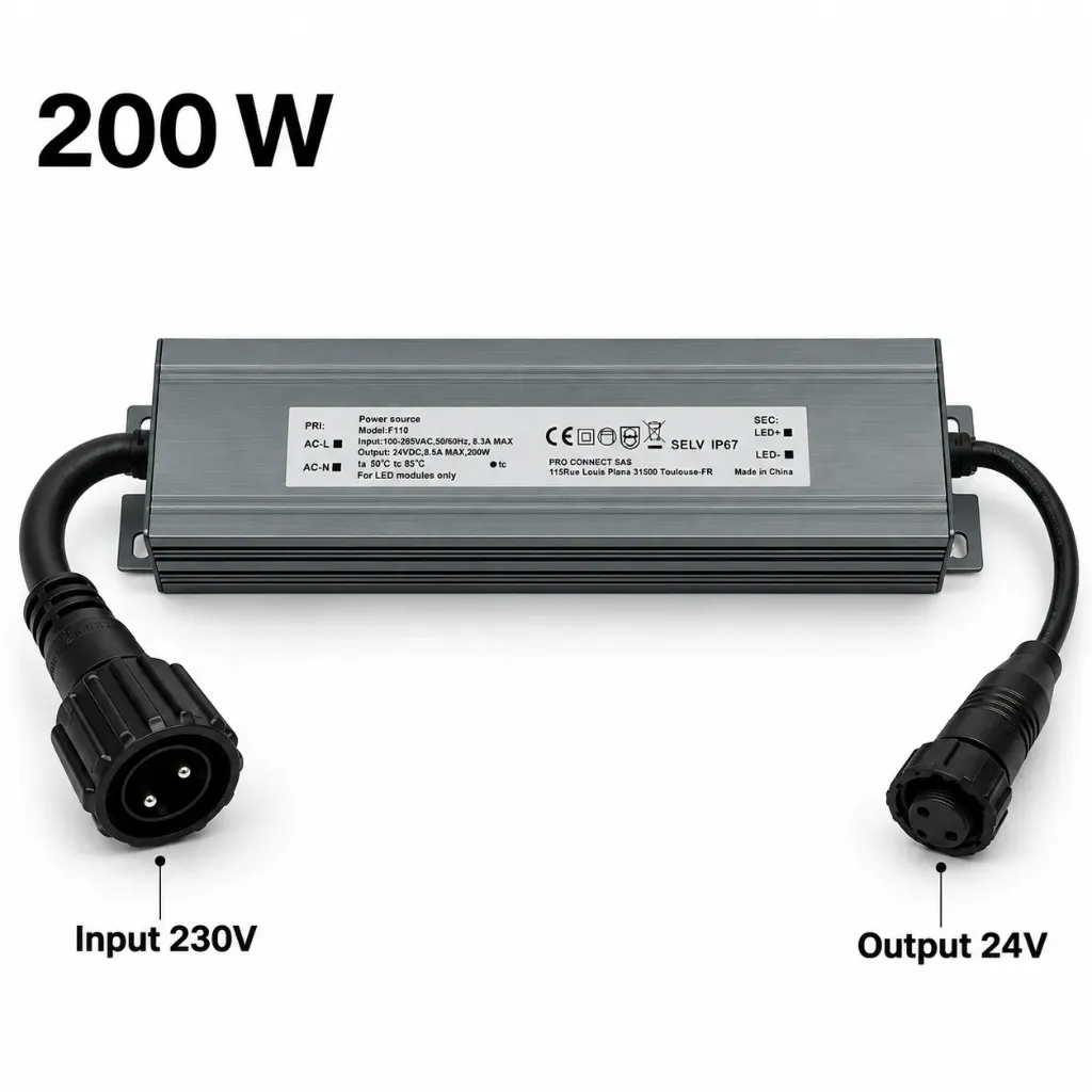 Transformateur 200W - 230V/24V - pour Bandeaux LED (Pro Connect)
