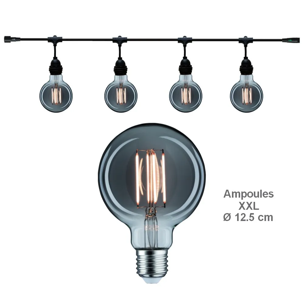 MODERN GREY Outdoor String Lights (Smoked Bulbs) E27/G125 LED 4.5W - 2100K