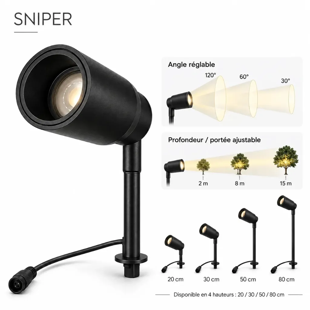 Projecteur SNIPER avec Lentille ajustable - 5W - 3000°K