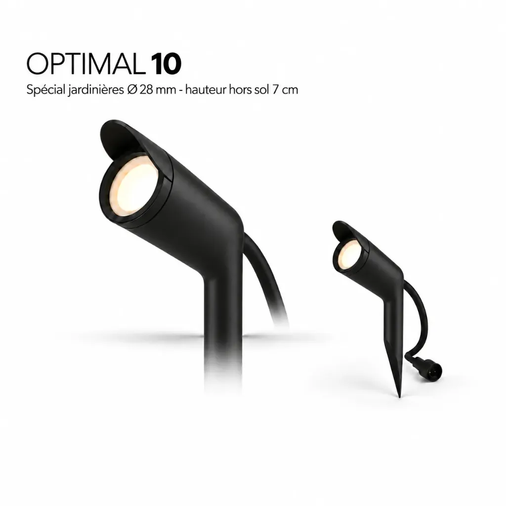 [3116] Projecteur Jardinière OPTIMAL Noir 1.2W - 3000°K
