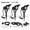 Kit 3 Projecteur Noir Alu - TARGET 20 - 6,5W + Accessoires