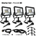 Kit 3 Projecteur Noir PULSAR 30 - 30W - 3000 lm +  Accessoires