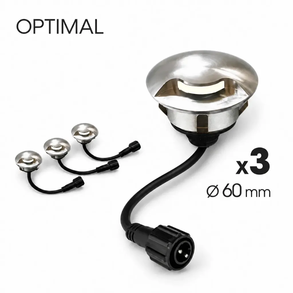 [2036-D301] 3 Spots encastrés bois Ø6cm - Diffuseur 1 fenêtre - OPTIMAL