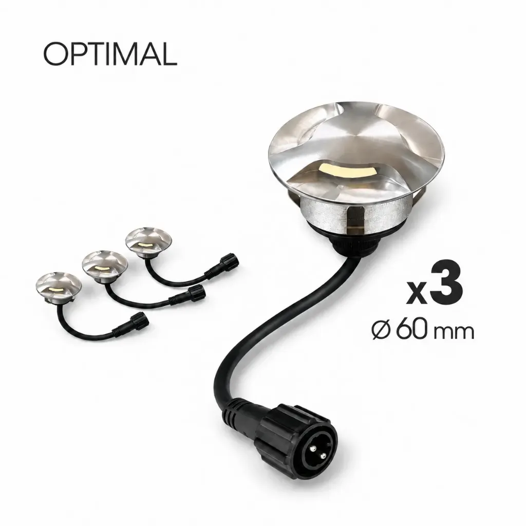 3 Spots encastrés bois Ø6cm - Diffuseur 3 fenêtres -OPTIMAL