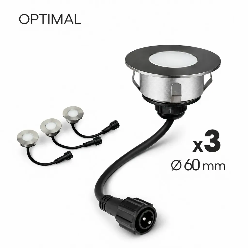 [2036] 3 Spots encastrés bois Ø6cm 3000°K - OPTIMAL