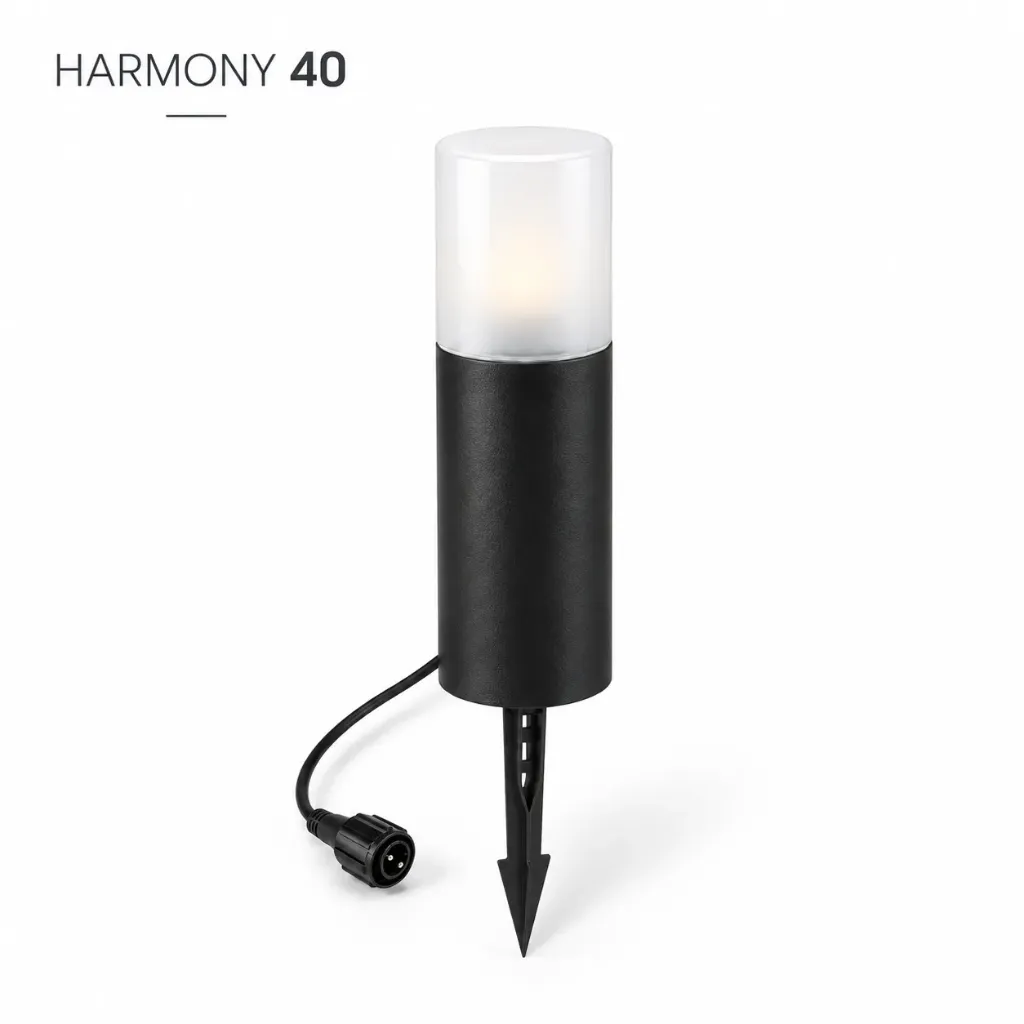 Black Bollard Ø 11.4cm + Stake Ht 40cm