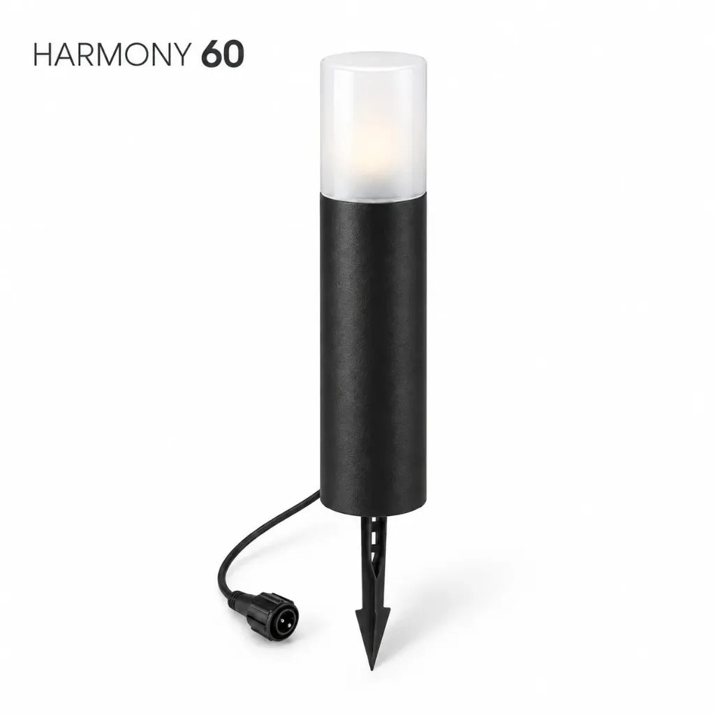 Black Bollard Ø 11.4cm + Stake Ht 60cm