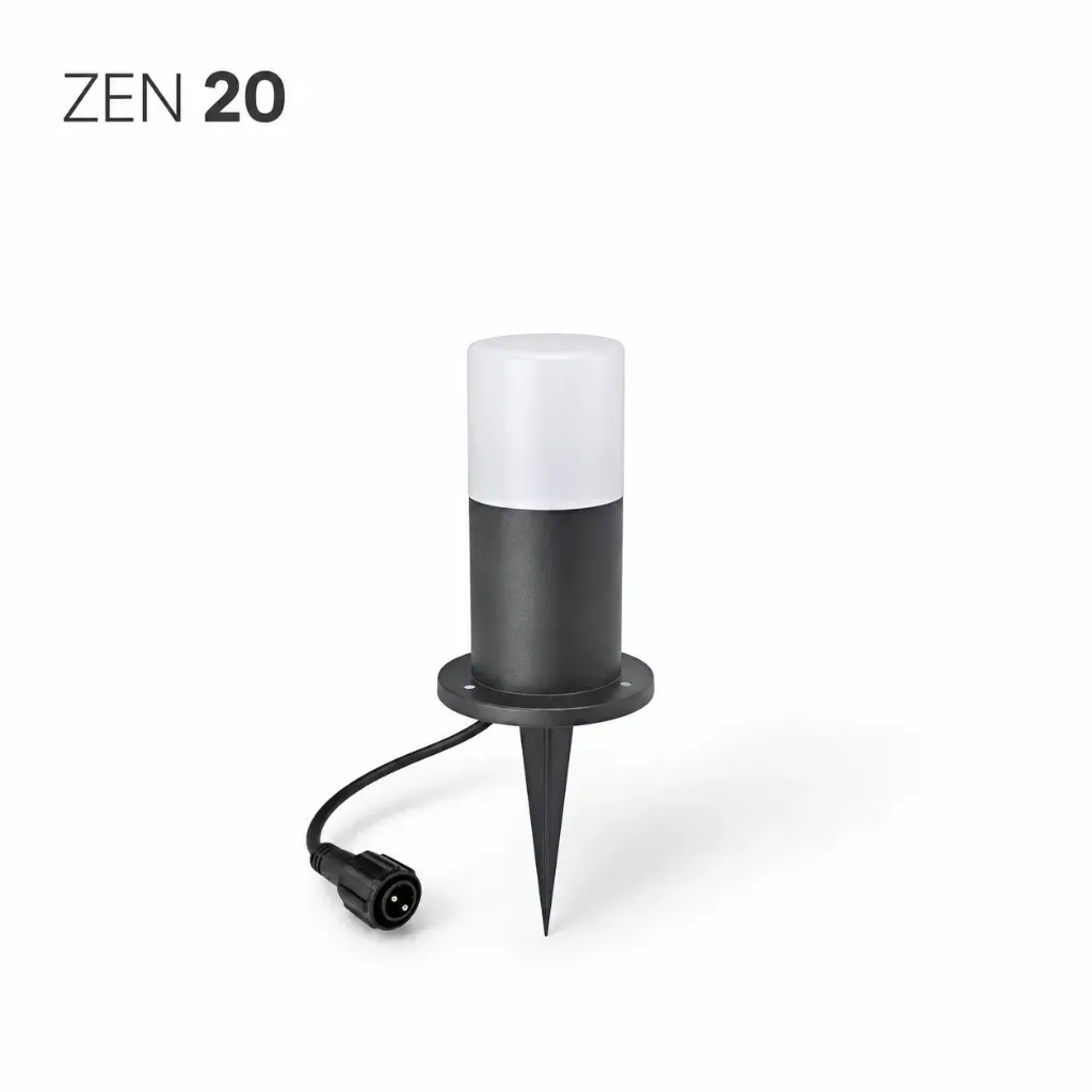Borne Noire ZEN, Ø 7,6cm + Piquet Ht 20cm