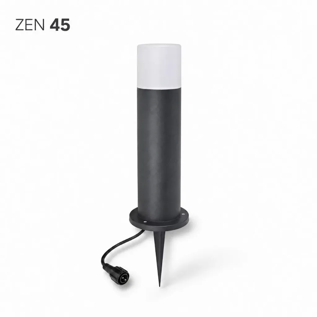 Borne Noire ZEN, Ø 7,6cm + Piquet Ht 45cm