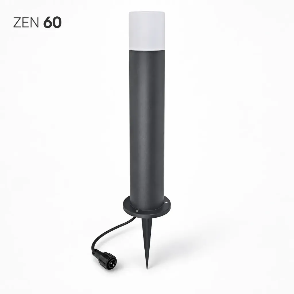 Borne Noire ZEN, Ø 7,6cm + Piquet Ht 60cm