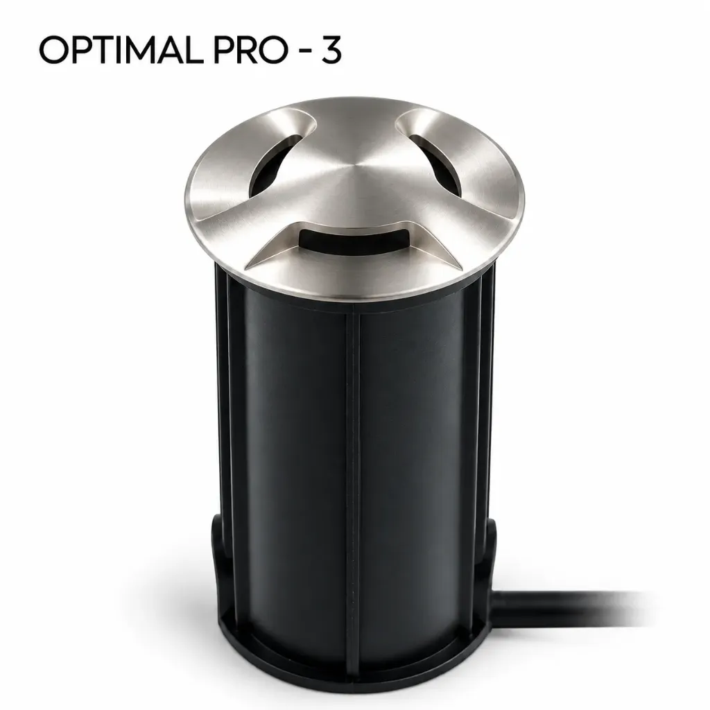 Encastré béton Ø 52mm 3W 3000°K - Top INOX 3 fenêtres