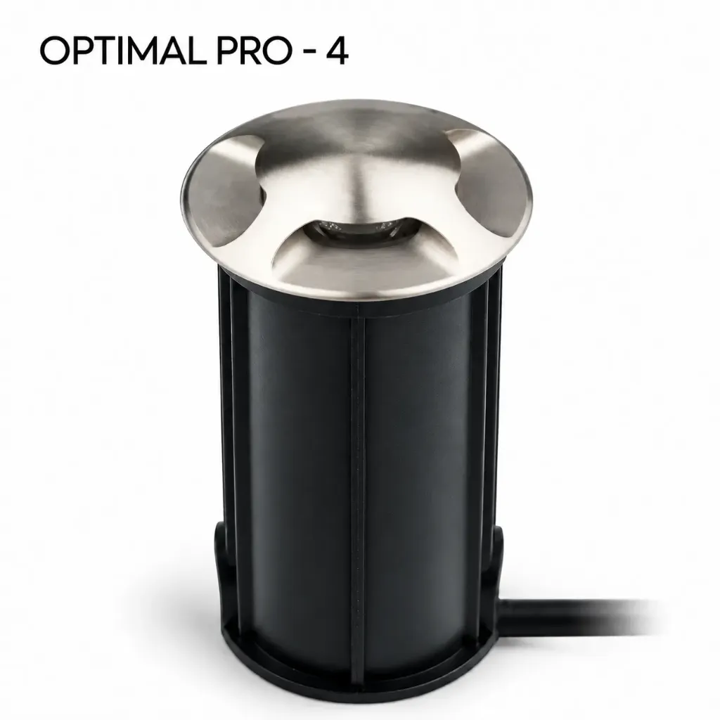 [2646-D404] Encastré béton Ø 52mm 3W 3000°K - Top INOX 4 fenêtres