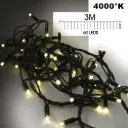 EXTENSION - Frange courte 60 LEDS (Flash) - L 3 m x H 40 cm -  Fil Noir - Blanc Chaud 4000°K
