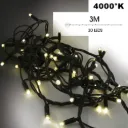 EXTENSION - 30 LED String (Flash) - 3 m - Black Wire - Warm White 4000°K