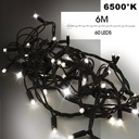 9523 - EXTENSION - Guirlande 60 LEDS (Flash) - 6 m - Fil Noir - Blanc Chaud 6500°K