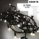 9553 - EXTENSION - Rideau long 60 LEDS (Flash) - Larg. 0,75m x Ht 200cm - Fil Noir - Blanc Froid 6500°K