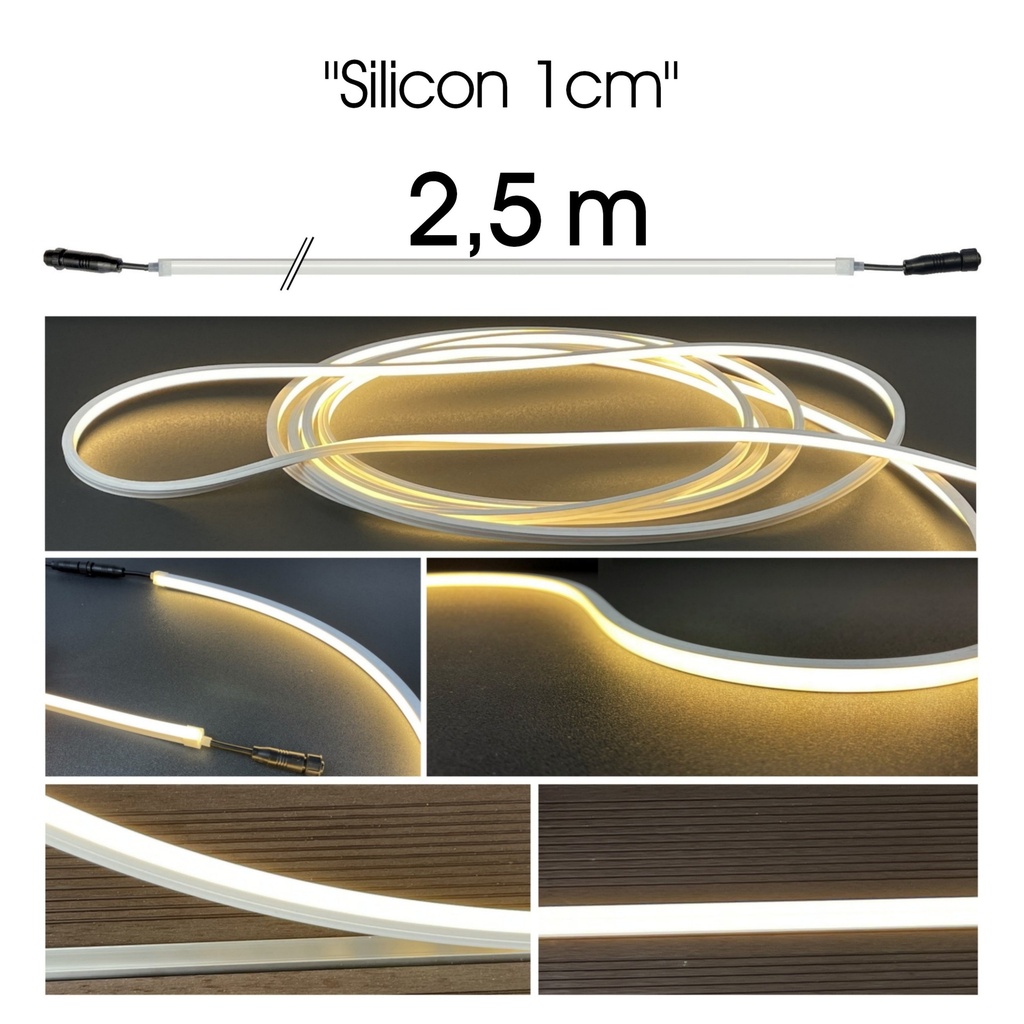 1126 - Striscia luminosa in silicone - 2,5 m (ingresso+uscita)