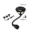 2036-D313 - 3 focos empotrables de madera Ø6cm negro - 3 ventanas