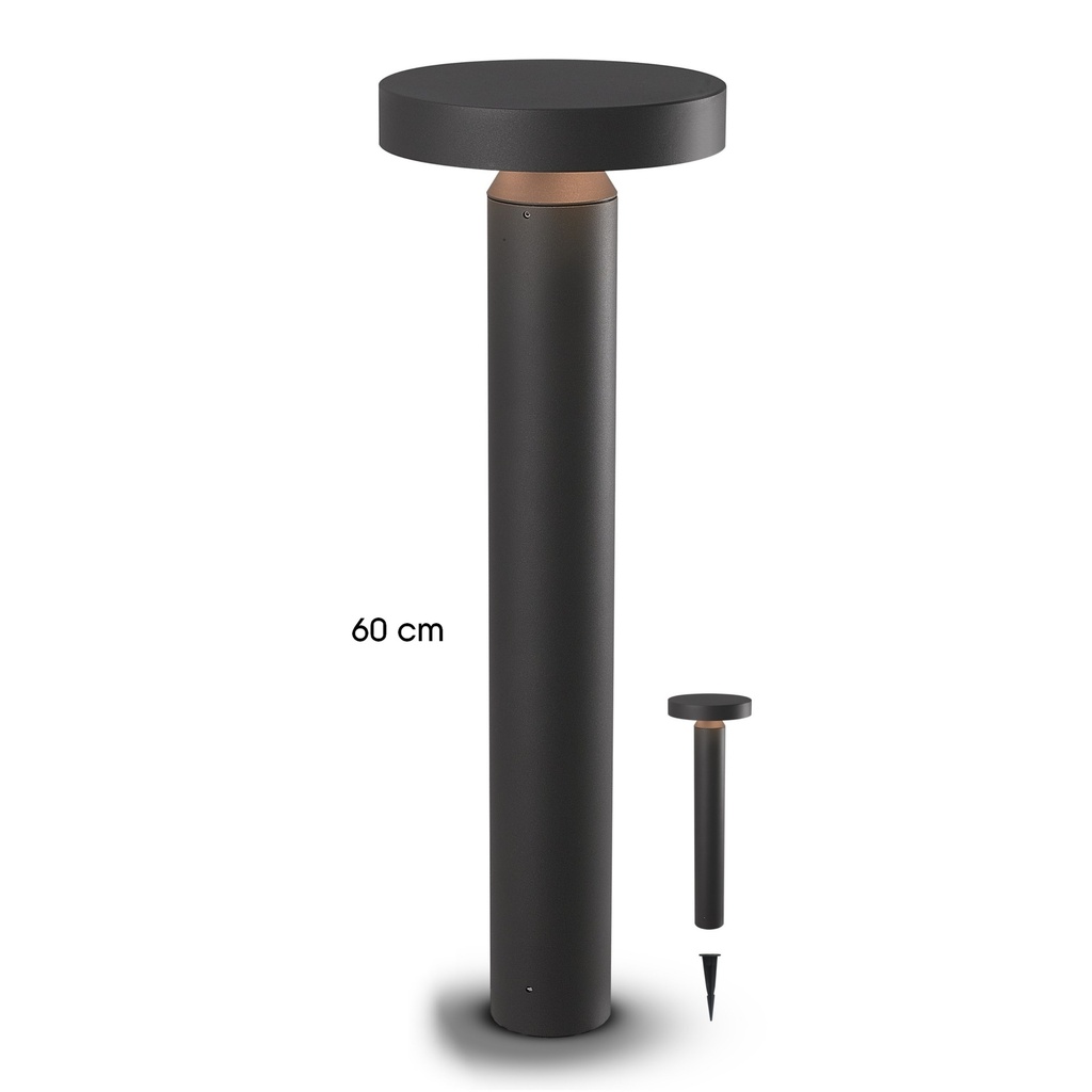 Potelet noir diffuseur Rond - ht 60 cm