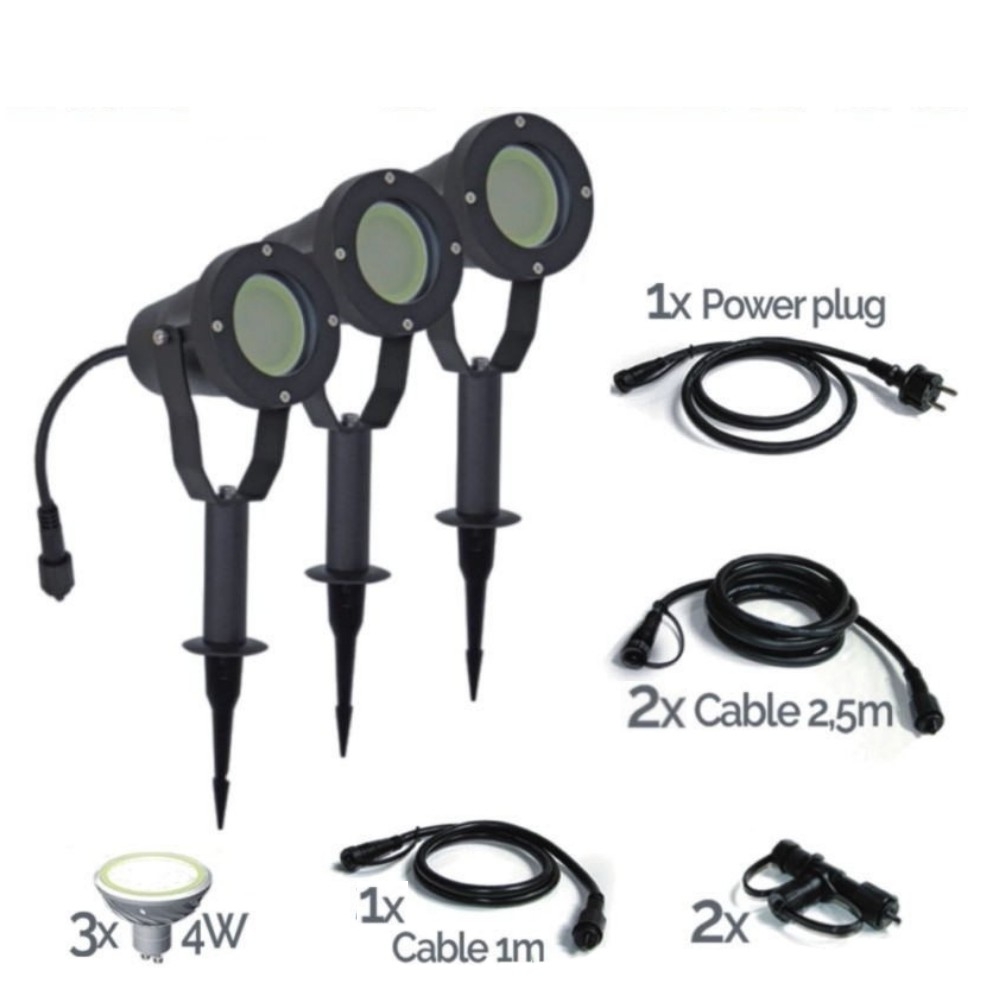 KIT 3 Projecteur Alu Noir TARGET10 - 4W