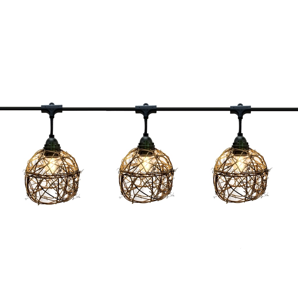 8606-G33-60L - Guirlande 6m 8xE27 Rattan Ball