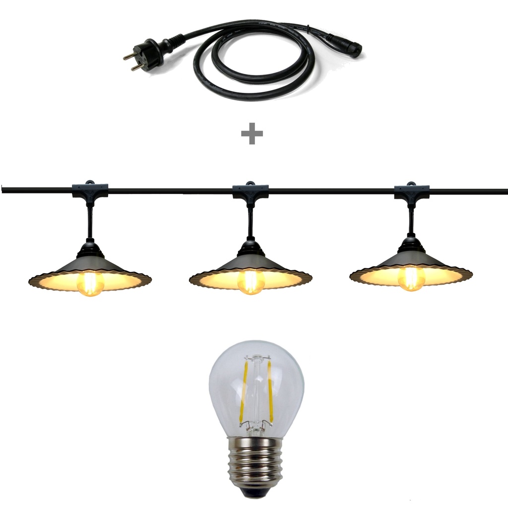 8606-33-30L-P - Guirlande 6m 8xE27 Coupelle + prise