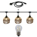 8606-33-60L-P - Guirlande 6m 8xE27 Rattan Ball + prise