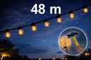 [8548-G11] Guirlande 48m TEMPEST (Ampoules incassables) 96xE27/G45 LED 1W - 1700K