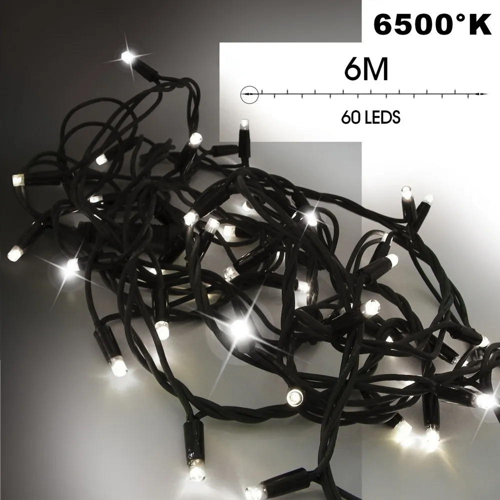 [9523] EXTENSION - String of 60 LEDs (Flash) - 6 m - Black Wire - Cool White 6500°K