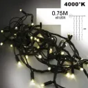 EXTENSION - Rideau long 60 LEDS (Flash) - Larg. 0,75m x Ht 200cm - Fil Noir - Blanc Chaud 4000°K