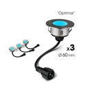 2036B - 3 encastrés bois Ø6cm Bleu