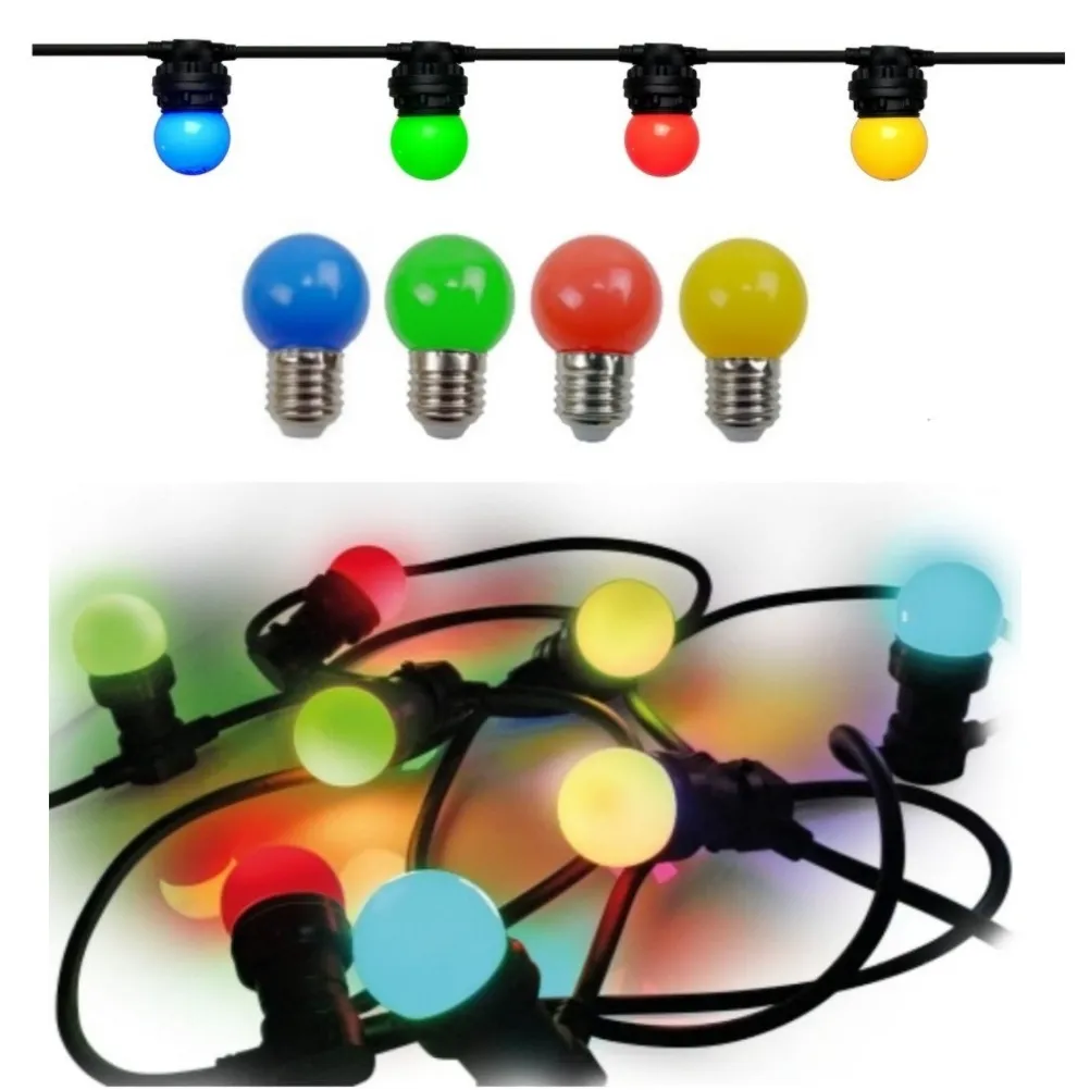 [8506-G29] 5m MULTICOLOURED Outdoor String Lights (Unbreakable Bulbs) 8xE27 LED 1W