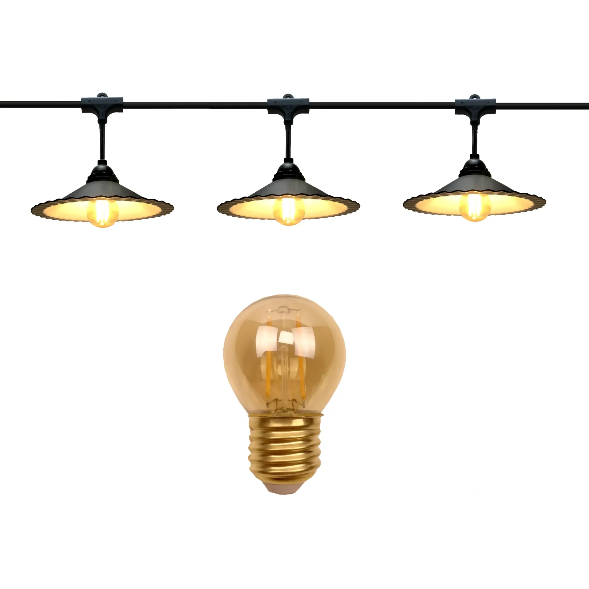 6m Garland METAL CUP (Transparent Bulbs) 8xE27 LED 2W - 3000K