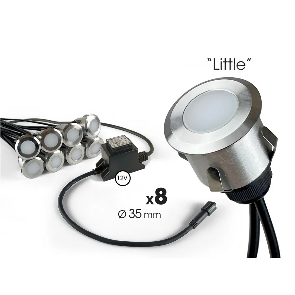 [2016] Kit 8 mini spot encastré bois Ø3,5cm + Trsf 12V