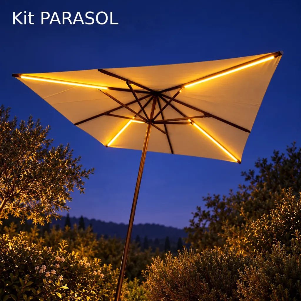 [1014] Kit Eclairage Parasols PRO : 4x Ruban LED 1.1m (4x750 Lumens)