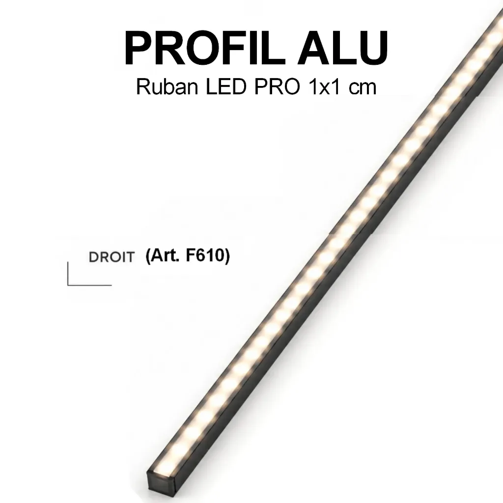 Profil Alu Noir pour Ruban LED (10x1m+Jonctions)