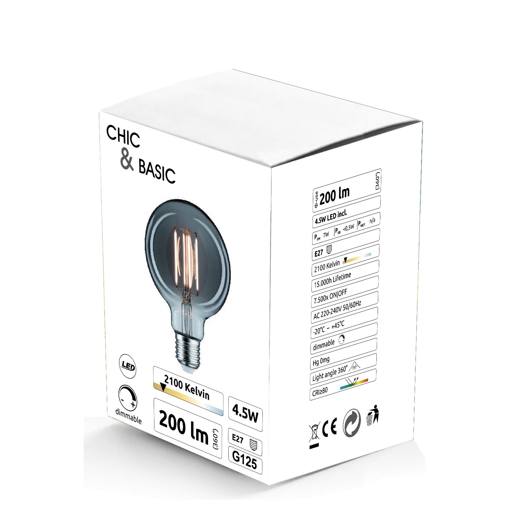 [C921] C921 -  Amp. E27/G125 - 4,5W - 450 lm - Dim. - 2100°K - Smoky
